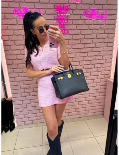 Strick-Set aus Bluse und Rock Lamilla – Puderrosa