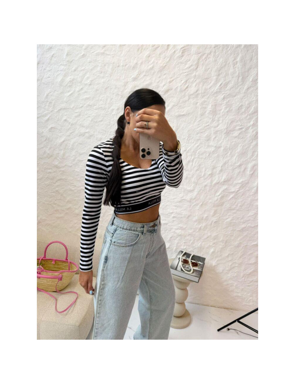 LA MILLA Crop-Top mit Logoband