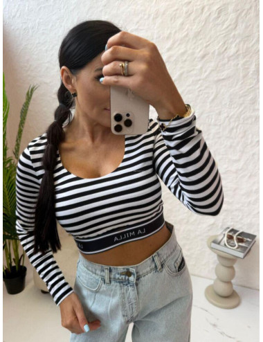 LA MILLA Crop-Top mit Logoband