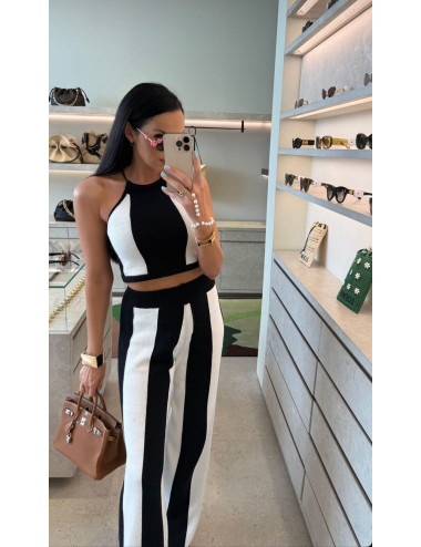 LaMilla Set – Top und Hose mit schwarz-weißen Streifen