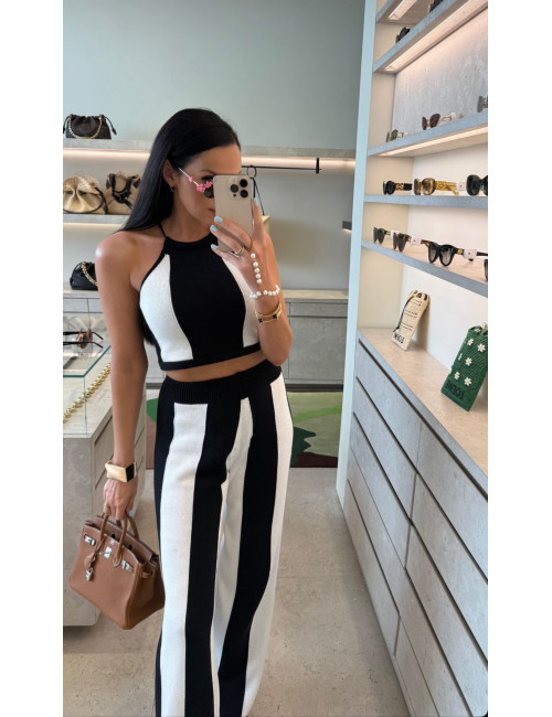 LaMilla Set – Top und Hose mit schwarz-weißen Streifen