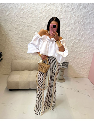 Hose Zickzack LaMilla in Schwarz-Beige