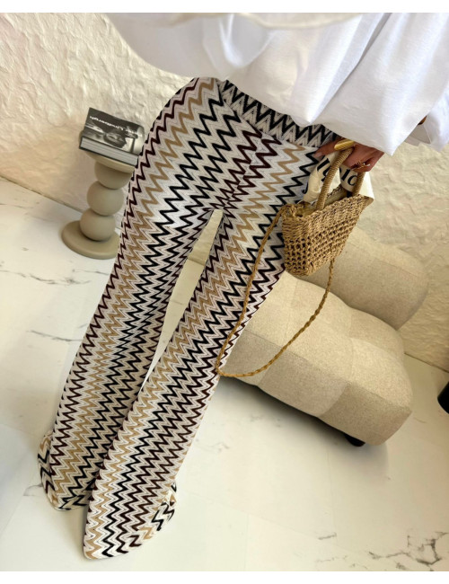 Hose Zickzack LaMilla in Schwarz-Beige