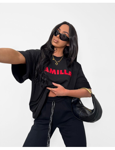 T-Shirt LaMilla mit roter Aufschrift