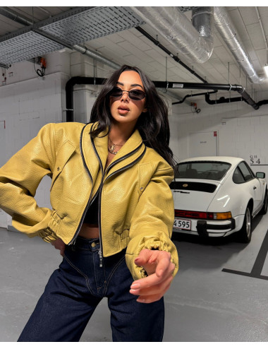 Lederjacke Limette