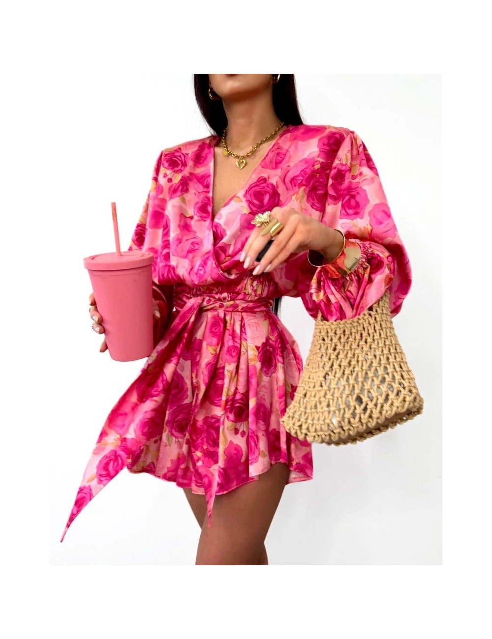 OVERALL LAMILLA mit Blumenprint in Rosa
