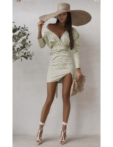 Kleid LOU Jeans weiß-grün