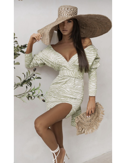 Kleid LOU Jeans weiß-grün