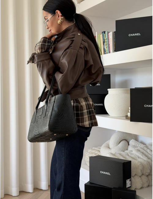LA MILLA Premium-Jacke mit Gürtel – Schokoladenbraun