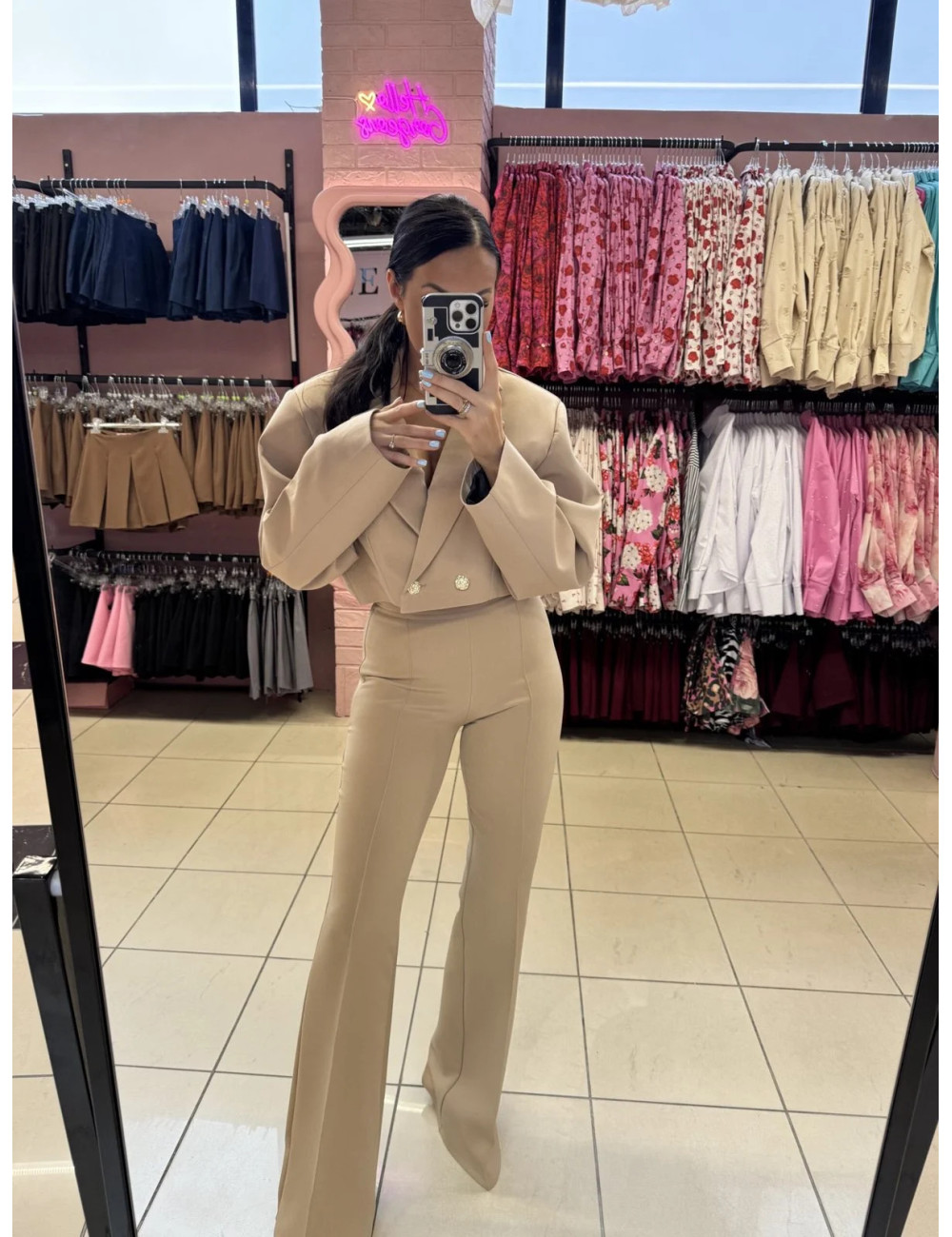 Hose LA MILLA Beige II – Hoher Bund